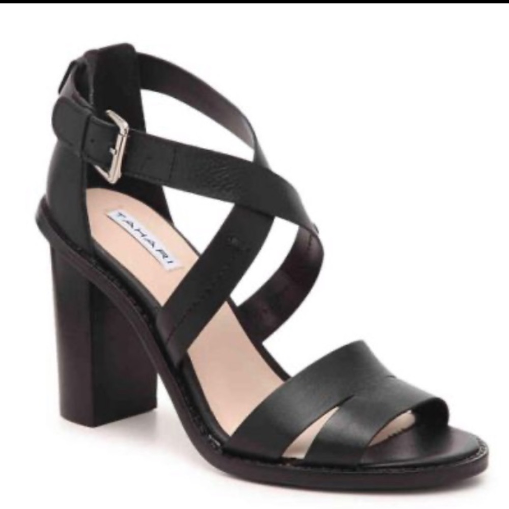Tahari Black Heeled Sandals, NEW with box